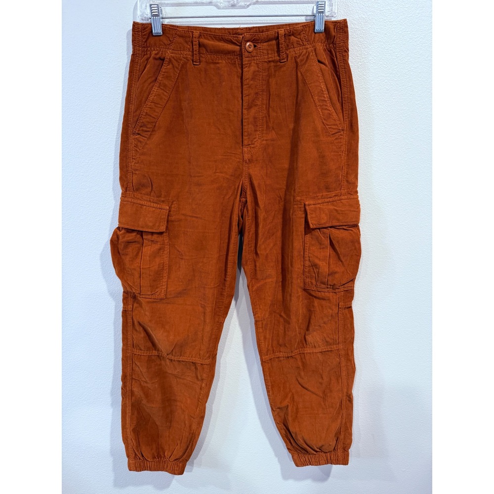 American Eagle Outfitters Corduroy Cargo Pants Women Size 6 Orange High Rise